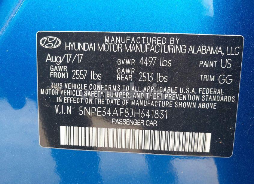 Photo 9 of 2018 Hyundai Sonata LIMITED (VIN 5NPE34AF8JH641831)