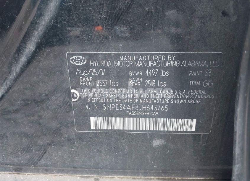 Photo 9 of 2018 Hyundai Sonata SEL (VIN 5NPE34AF8JH645765)