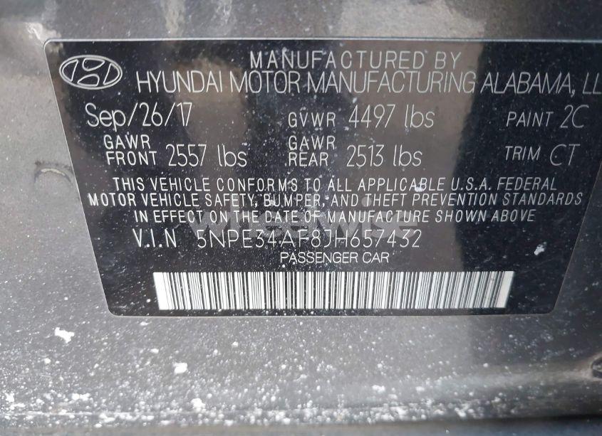 Photo 9 of 2018 Hyundai Sonata SEL (VIN 5NPE34AF8JH657432)