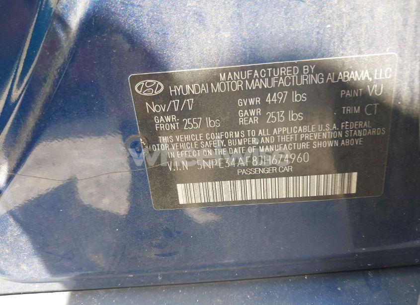 Photo 9 of 2018 Hyundai Sonata SPORT (VIN 5NPE34AF8JH674960)