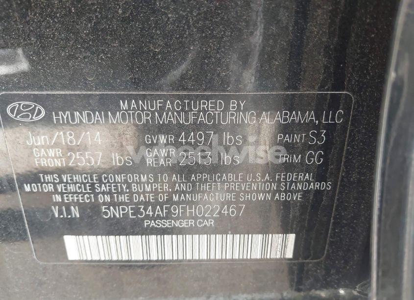 Photo 9 of 2015 Hyundai Sonata SPORT (VIN 5NPE34AF9FH022467)