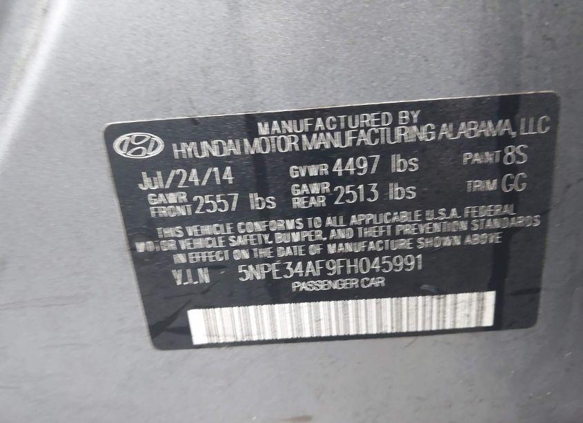 Photo 9 of 2015 Hyundai Sonata SPORT (VIN 5NPE34AF9FH045991)