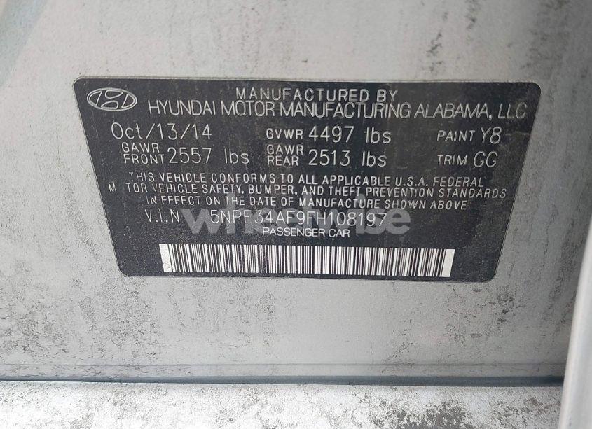 Photo 9 of 2015 Hyundai Sonata SPORT (VIN 5NPE34AF9FH108197)