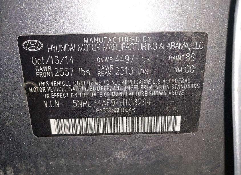 Photo 9 of 2015 Hyundai Sonata SPORT (VIN 5NPE34AF9FH108264)