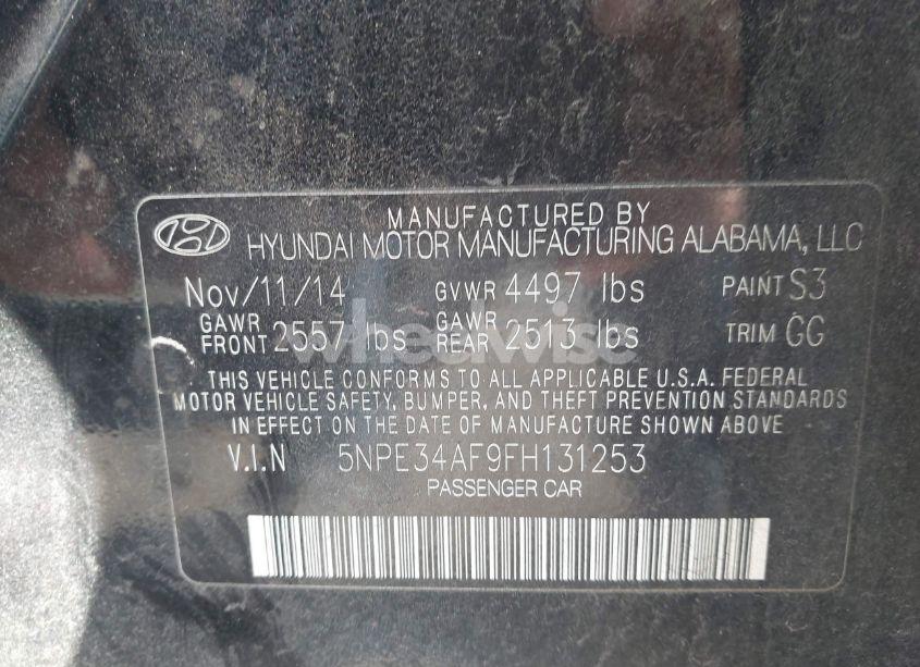 Photo 9 of 2015 Hyundai Sonata LIMITED (VIN 5NPE34AF9FH131253)