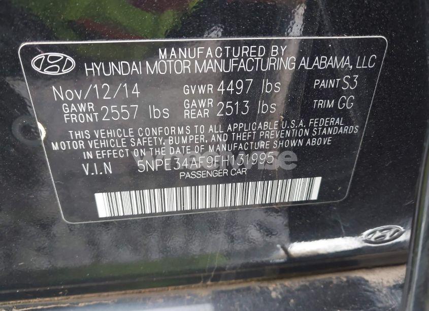 Photo 9 of 2015 Hyundai Sonata SPORT (VIN 5NPE34AF9FH131995)