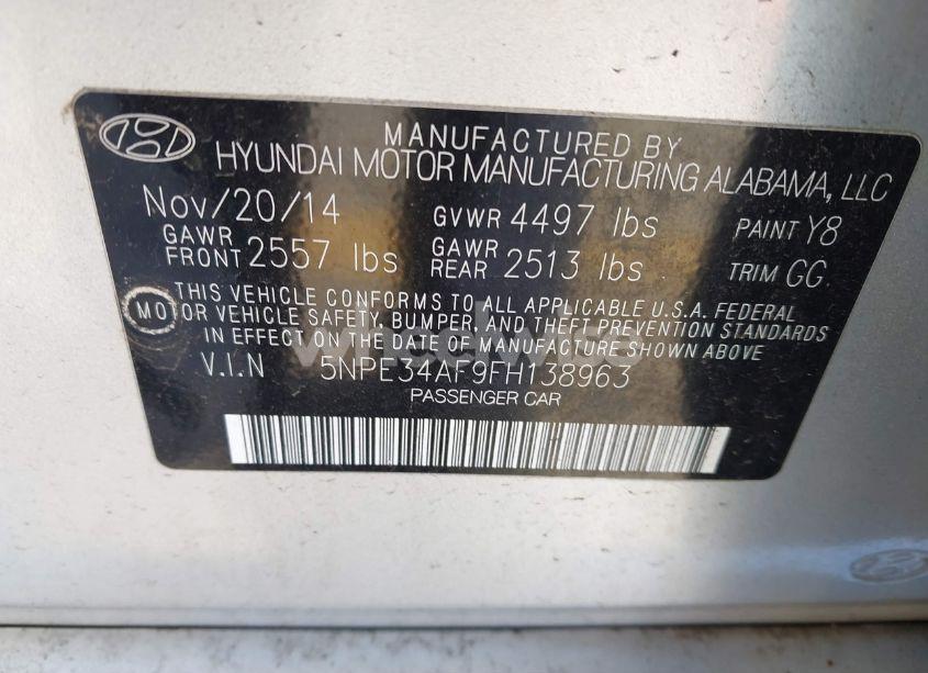 Photo 9 of 2015 Hyundai Sonata SPORT (VIN 5NPE34AF9FH138963)