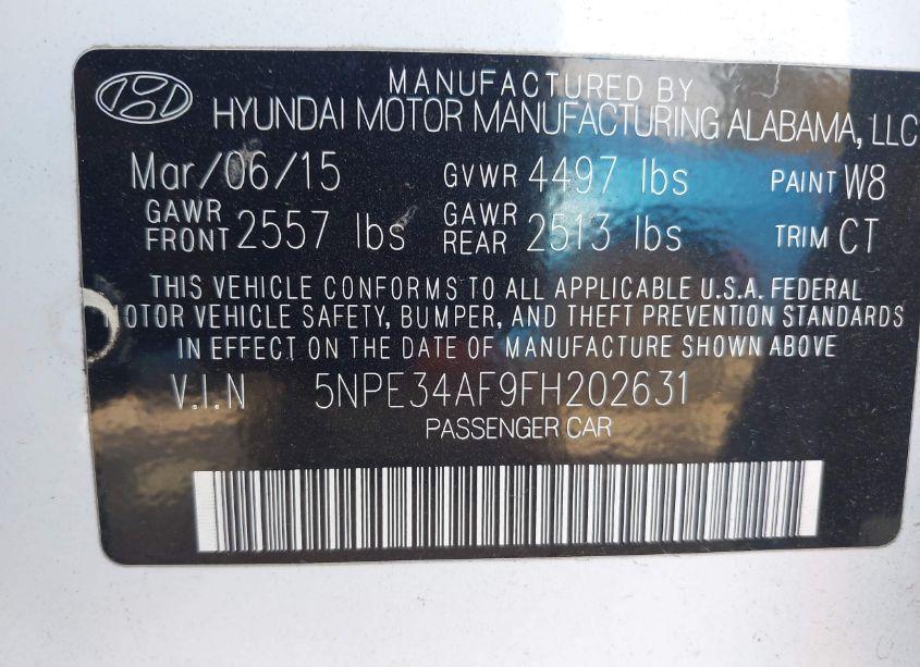 Photo 9 of 2015 Hyundai Sonata SPORT (VIN 5NPE34AF9FH202631)