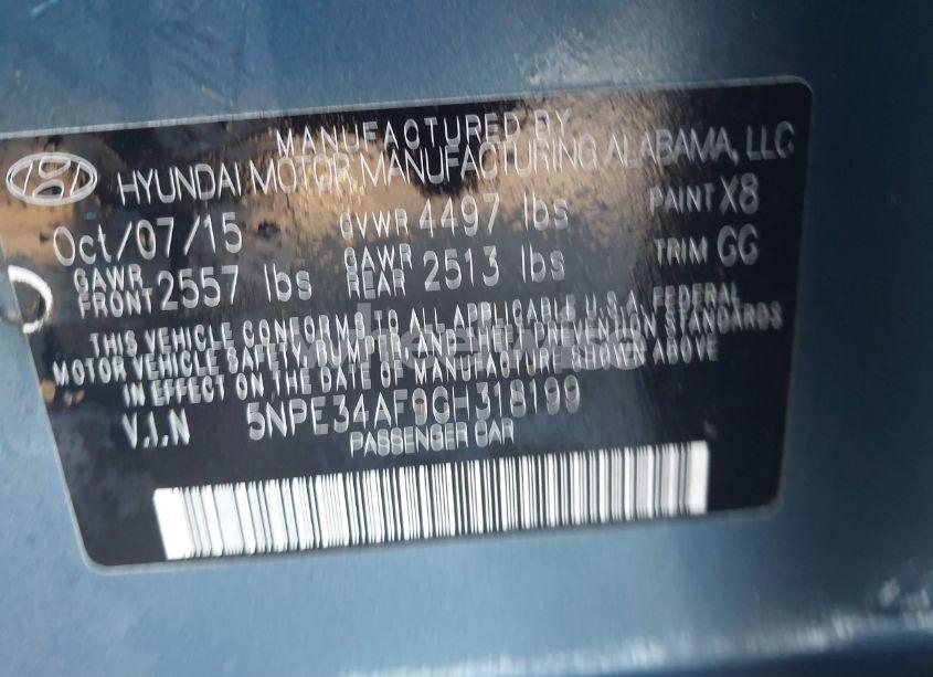 Photo 9 of 2016 Hyundai Sonata SPORT (VIN 5NPE34AF9GH318199)