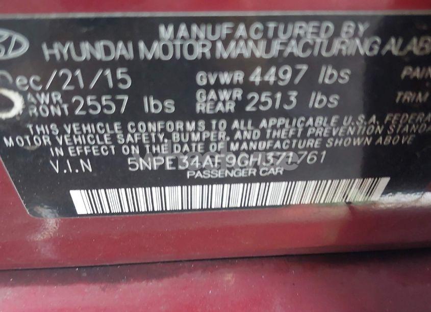 Photo 9 of 2016 Hyundai Sonata SPORT (VIN 5NPE34AF9GH371761)