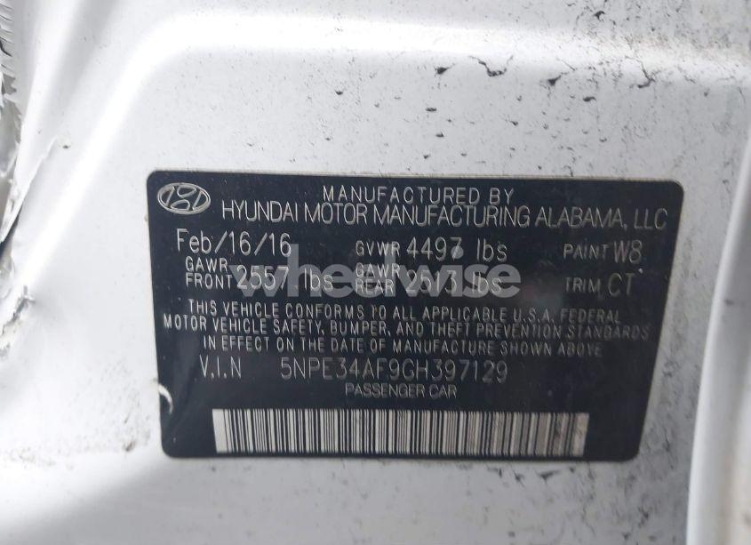 Photo 9 of 2016 Hyundai Sonata SPORT (VIN 5NPE34AF9GH397129)