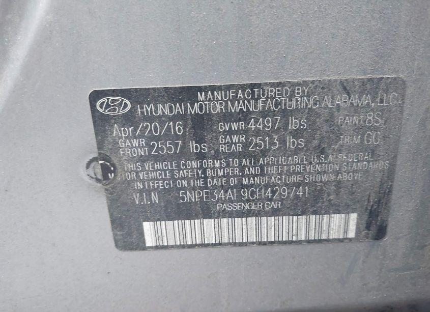 Photo 9 of 2016 Hyundai Sonata LIMITED (VIN 5NPE34AF9GH429741)