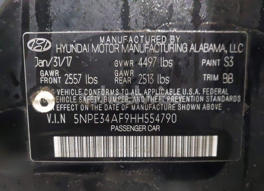 Photo 9 of 2017 Hyundai Sonata SPORT (VIN 5NPE34AF9HH554790)