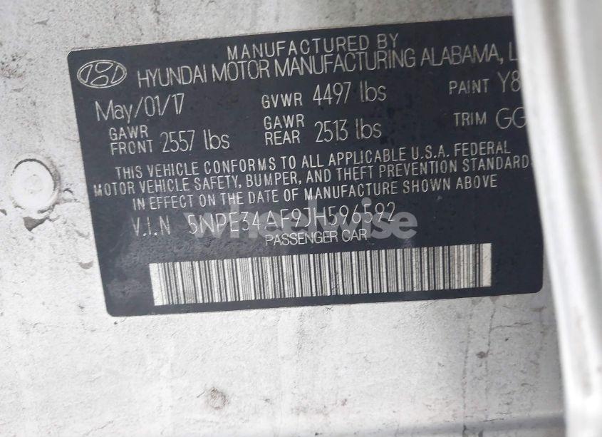 Photo 9 of 2018 Hyundai Sonata SEL (VIN 5NPE34AF9JH596592)