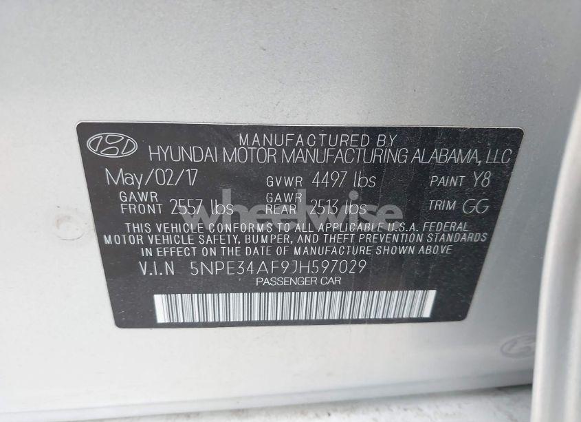 Photo 9 of 2018 Hyundai Sonata SEL (VIN 5NPE34AF9JH597029)