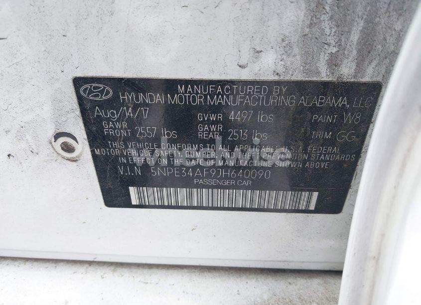 Photo 9 of 2018 Hyundai Sonata LIMITED (VIN 5NPE34AF9JH640090)