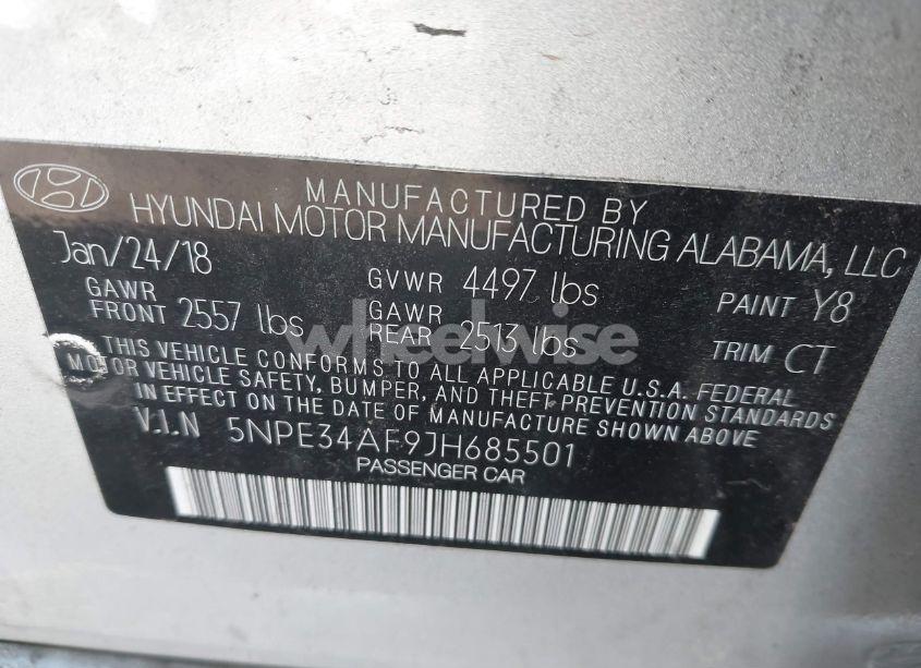 Photo 9 of 2018 Hyundai Sonata SPORT (VIN 5NPE34AF9JH685501)