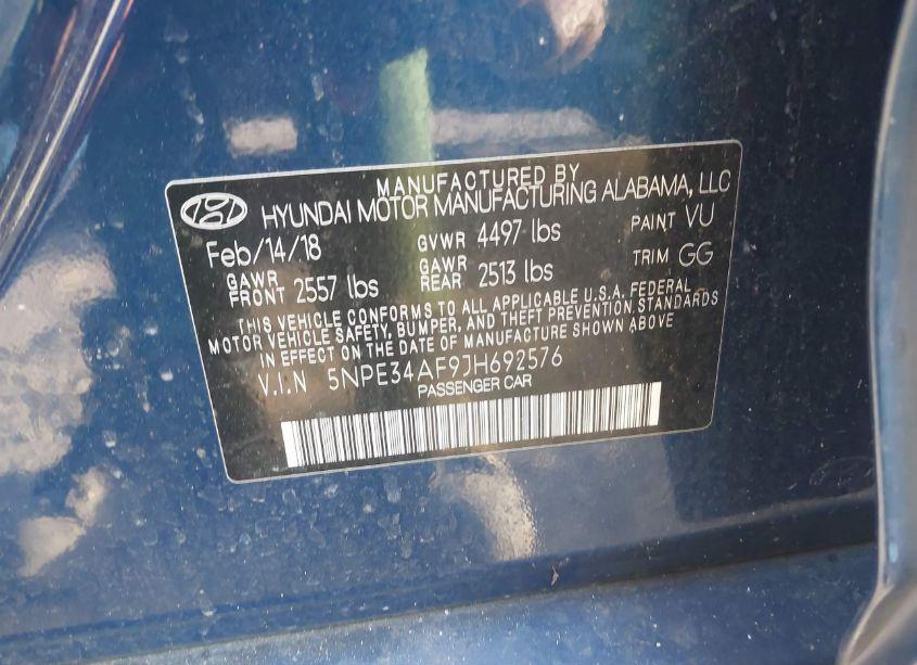 Photo 9 of 2018 Hyundai Sonata LIMITED (VIN 5NPE34AF9JH692576)