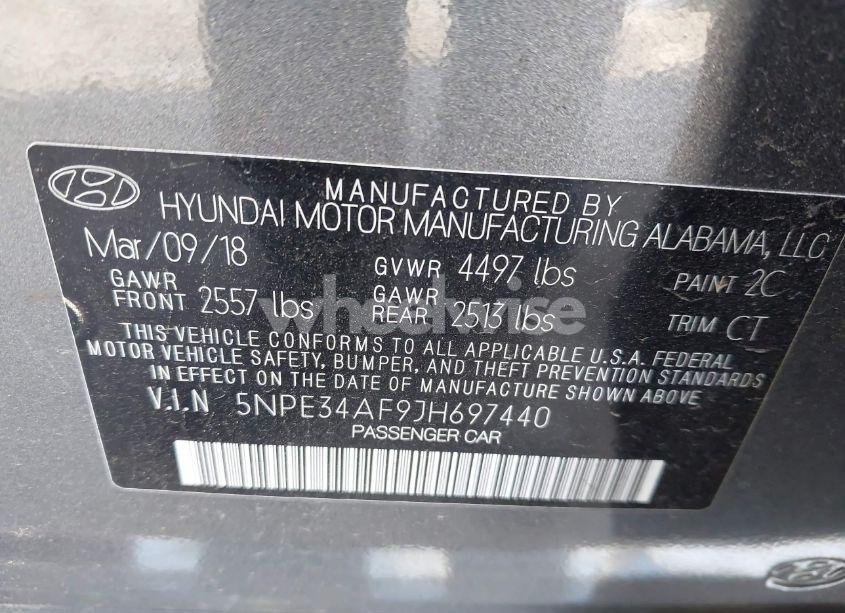 Photo 9 of 2018 Hyundai Sonata SPORT (VIN 5NPE34AF9JH697440)