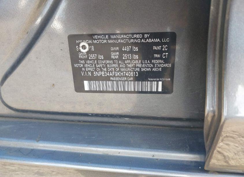 Photo 9 of 2019 Hyundai Sonata LIMITED (VIN 5NPE34AF9KH740613)