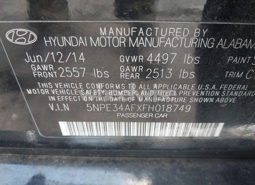 Photo 9 of 2015 Hyundai Sonata LIMITED (VIN 5NPE34AFXFH018749)