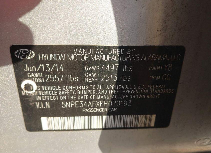 Photo 9 of 2015 Hyundai Sonata LIMITED (VIN 5NPE34AFXFH020193)