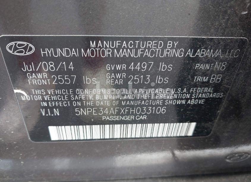 Photo 9 of 2015 Hyundai Sonata SPORT (VIN 5NPE34AFXFH033106)