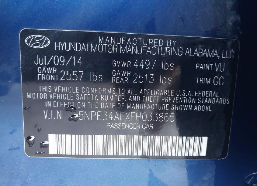 Photo 9 of 2015 Hyundai Sonata LIMITED (VIN 5NPE34AFXFH033865)