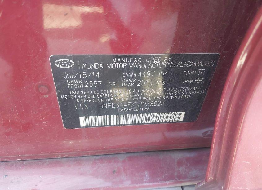 Photo 9 of 2015 Hyundai Sonata LIMITED (VIN 5NPE34AFXFH038628)