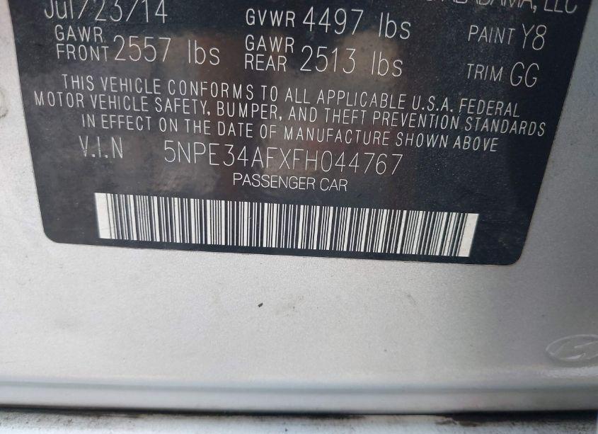 Photo 9 of 2015 Hyundai Sonata SPORT (VIN 5NPE34AFXFH044767)