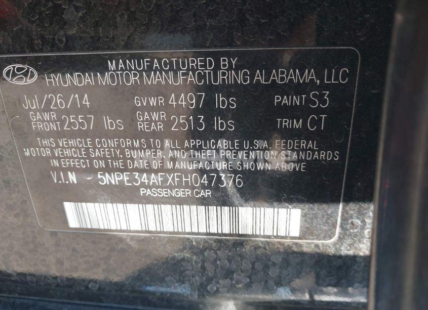 Photo 9 of 2015 Hyundai Sonata LIMITED (VIN 5NPE34AFXFH047376)