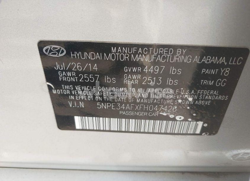 Photo 9 of 2015 Hyundai Sonata SPORT/LIMITED (VIN 5NPE34AFXFH047426)