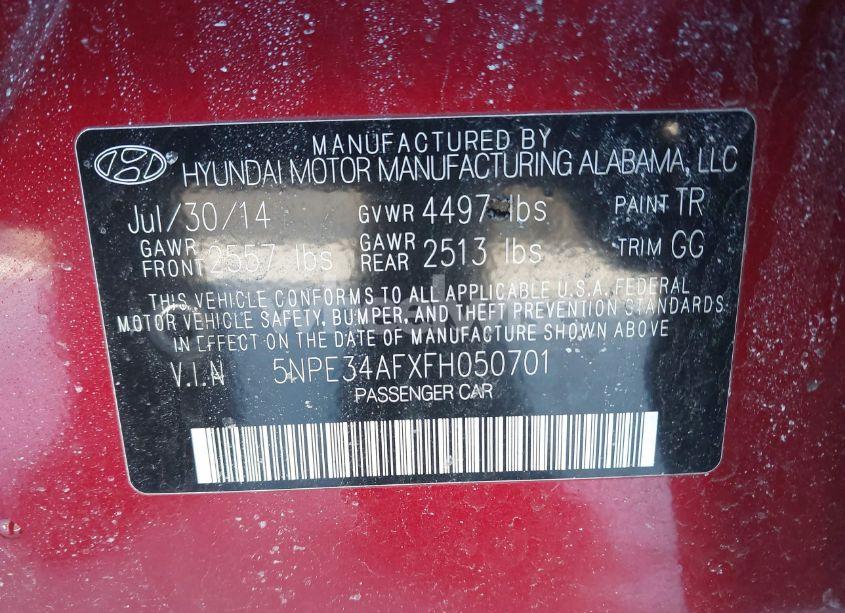 Photo 9 of 2015 Hyundai Sonata SPORT (VIN 5NPE34AFXFH050701)