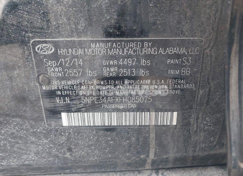 Photo 9 of 2015 Hyundai Sonata SPORT (VIN 5NPE34AFXFH085075)