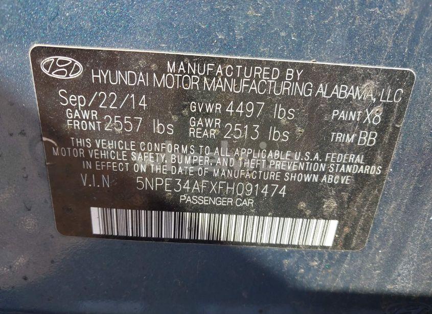 Photo 9 of 2015 Hyundai Sonata LIMITED (VIN 5NPE34AFXFH091474)