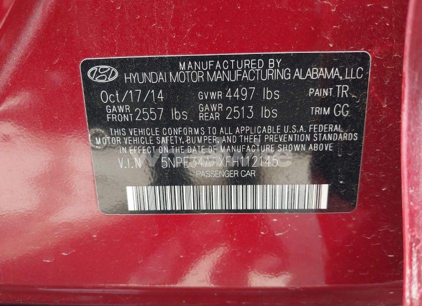 Photo 9 of 2015 Hyundai Sonata SPORT (VIN 5NPE34AFXFH112145)