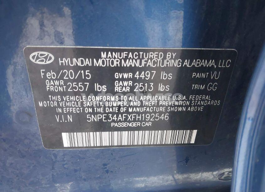 Photo 9 of 2015 Hyundai Sonata SPORT (VIN 5NPE34AFXFH192546)