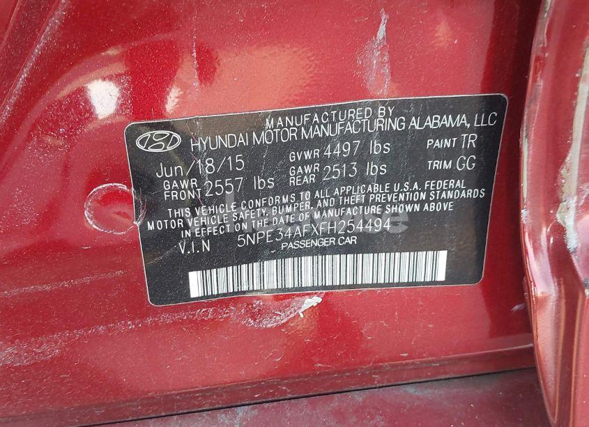 Photo 9 of 2015 Hyundai Sonata SPORT (VIN 5NPE34AFXFH254494)