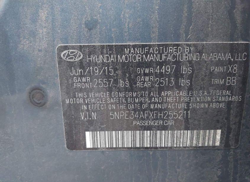 Photo 9 of 2015 Hyundai Sonata LIMITED (VIN 5NPE34AFXFH255211)