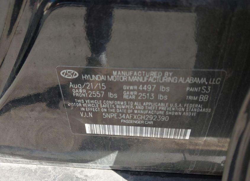 Photo 9 of 2016 Hyundai Sonata SPORT (VIN 5NPE34AFXGH292390)