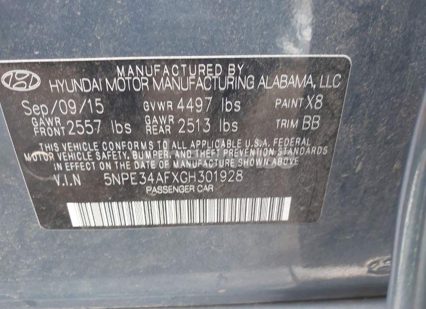 Photo 9 of 2016 Hyundai Sonata LIMITED (VIN 5NPE34AFXGH301928)