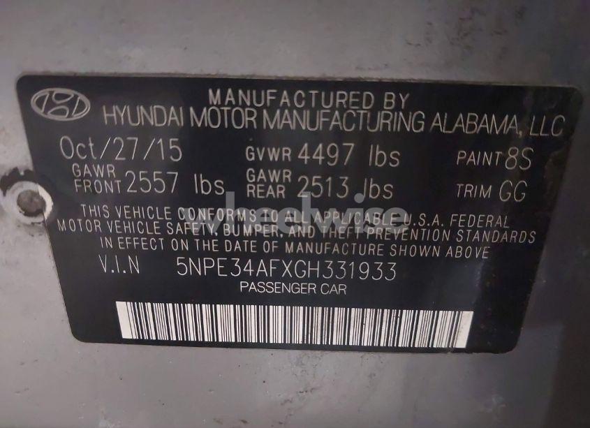 Photo 9 of 2016 Hyundai Sonata SPORT (VIN 5NPE34AFXGH331933)