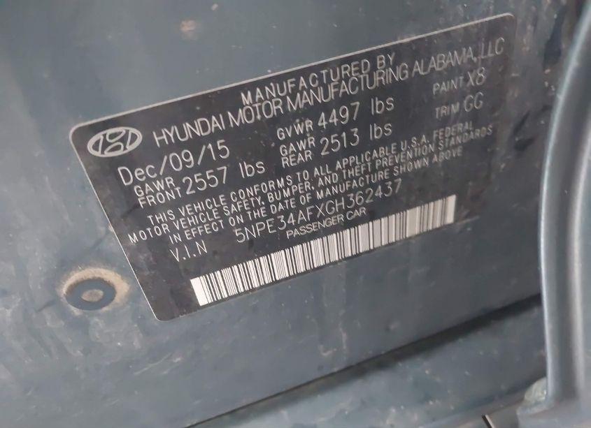 Photo 9 of 2016 Hyundai Sonata SPORT (VIN 5NPE34AFXGH362437)