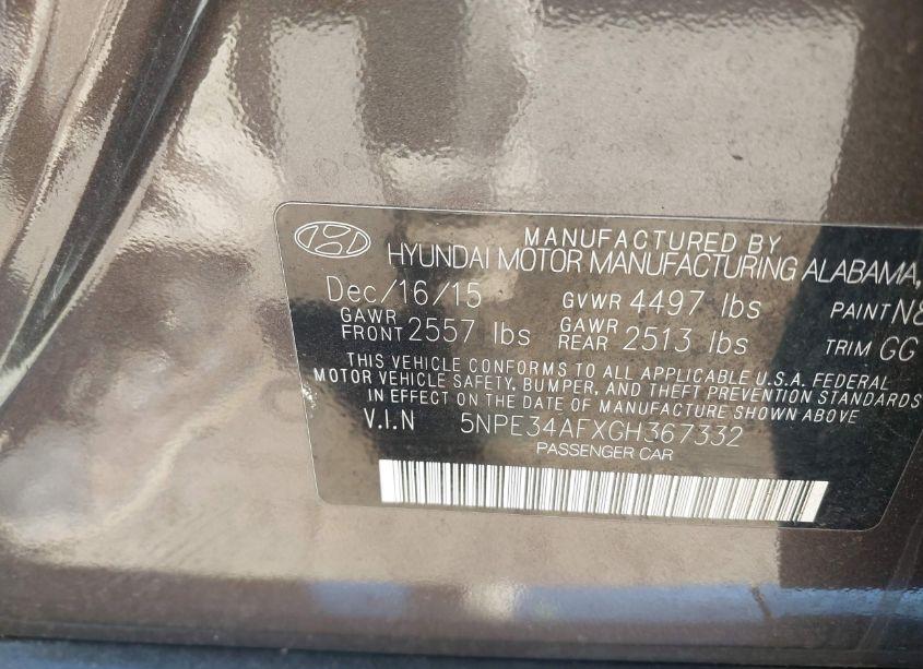 Photo 9 of 2016 Hyundai Sonata SPORT (VIN 5NPE34AFXGH367332)
