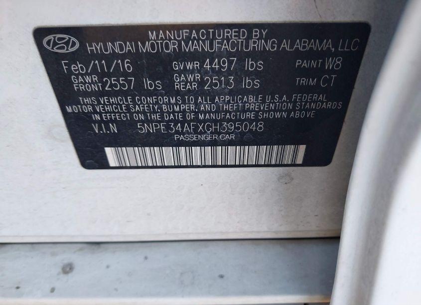 Photo 9 of 2016 Hyundai Sonata SPORT (VIN 5NPE34AFXGH395048)