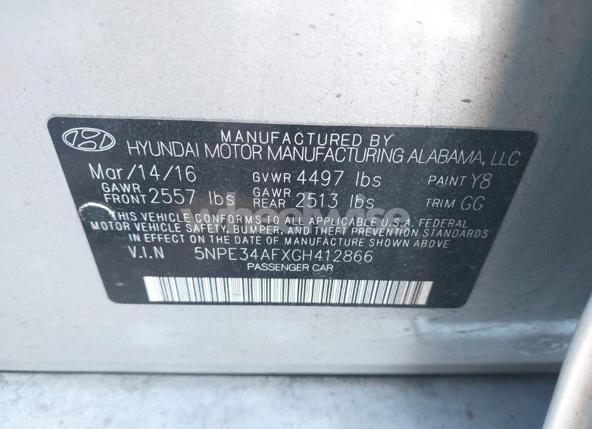 Photo 9 of 2016 Hyundai Sonata SPORT (VIN 5NPE34AFXGH412866)
