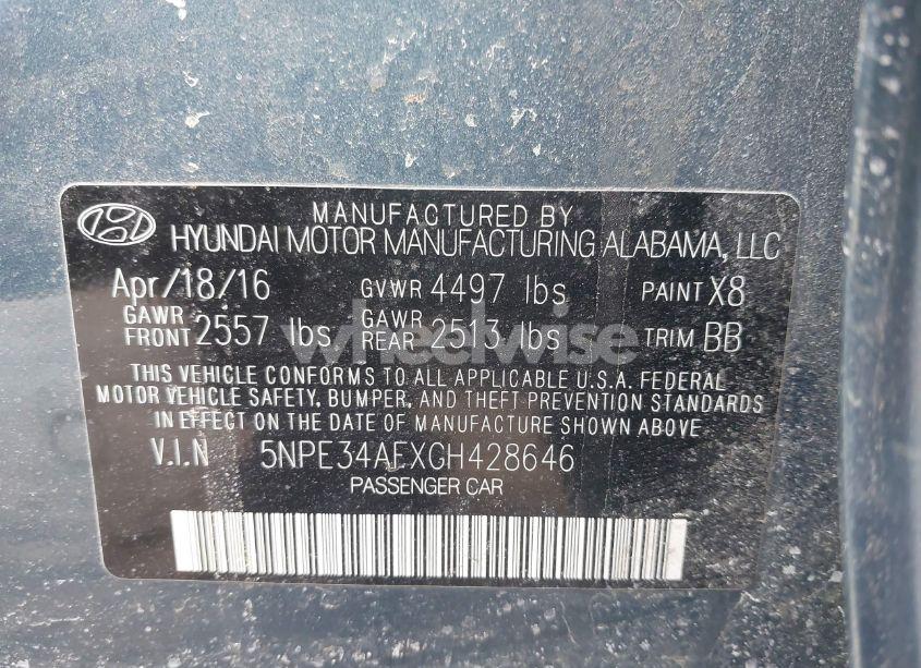 Photo 9 of 2016 Hyundai Sonata LIMITED (VIN 5NPE34AFXGH428646)