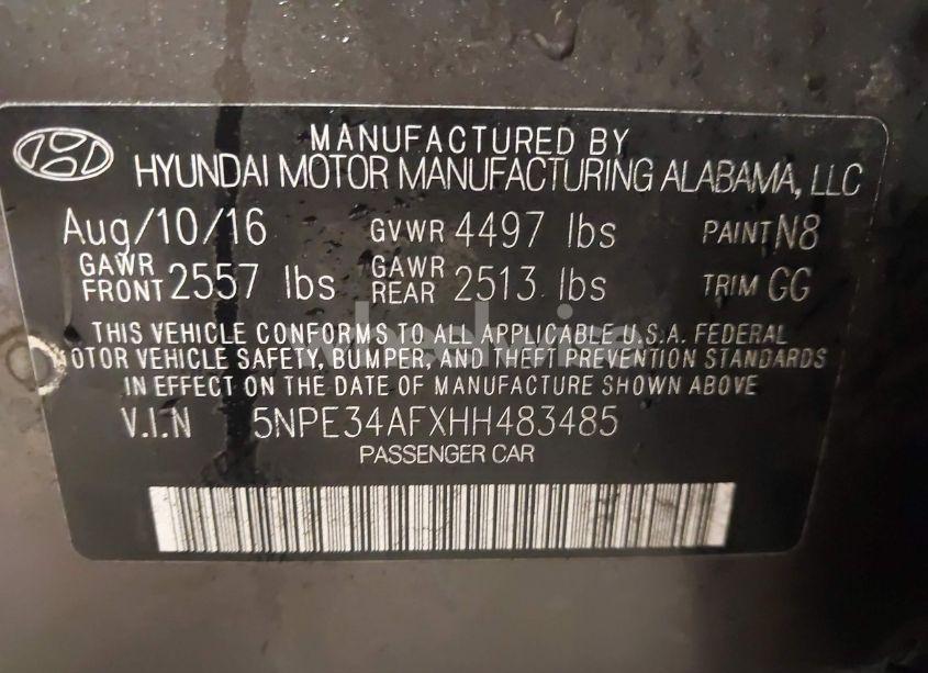 Photo 9 of 2017 Hyundai Sonata SPORT (VIN 5NPE34AFXHH483485)