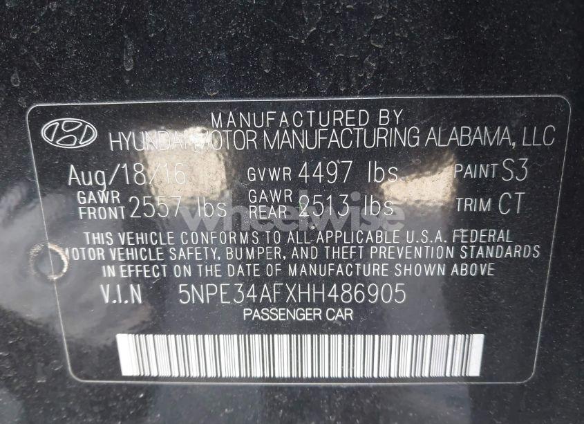 Photo 9 of 2017 Hyundai Sonata SPORT (VIN 5NPE34AFXHH486905)