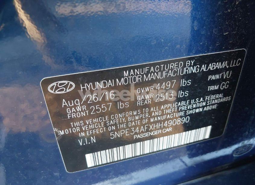 Photo 9 of 2017 Hyundai Sonata SPORT (VIN 5NPE34AFXHH490890)